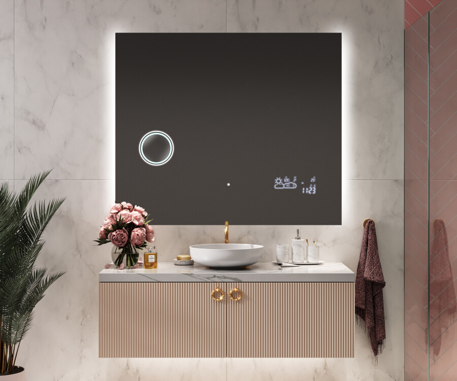 sap film krom Artforma - Moderne badkamer spiegel met led-verlichting L62