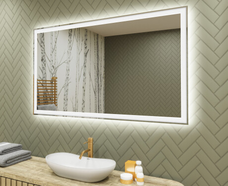 Moderne badkamer spiegel met led-verlichting 120x70cm met koel LED-licht 7000K, warm licht 3000K of neutraal licht 4500K