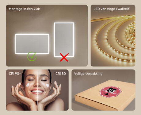 Moderne badkamer spiegel met led-verlichting 120x70cm met koel LED-licht 7000K, warm licht 3000K of neutraal licht 4500K #5