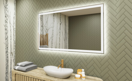Moderne badkamer spiegel met led-verlichting 120x70cm met koel LED-licht 7000K, warm licht 3000K of neutraal licht 4500K