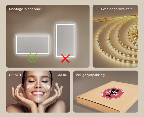 Moderne badkamer spiegel met led-verlichting 120x70cm met koel LED-licht 7000K, warm licht 3000K of neutraal licht 4500K #5