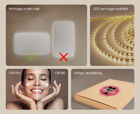 Moderne badkamer spiegel met led-verlichting 120x70cm met koel LED-licht 7000K, warm licht 3000K of neutraal licht 4500K #5