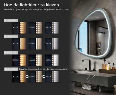 Onregelmatige LED-spiegel met hoogglans gelakte MDF-lijst L308 #5