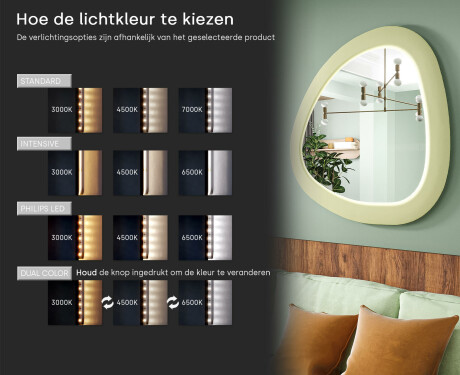 LED-spiegel met onregelmatige vorm en gelakte MDF-lijst L308 #5