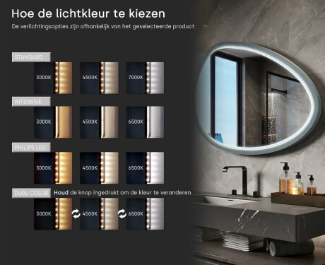 Asymmetrische LED-spiegel met gelakte MDF-lijst L310 #5