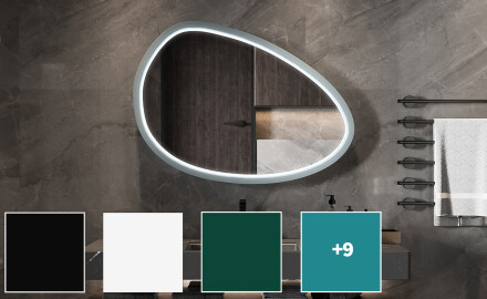 Asymmetrische LED-spiegel met gelakte MDF-lijst L310