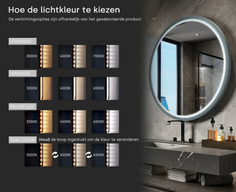 Rond LED-spiegel in een gelakte MDF-lijst L306 #5