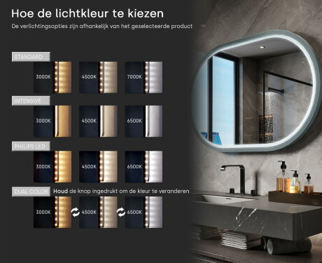 Stadionvormige LED-spiegel met gelakte MDF-lijst L307 #5