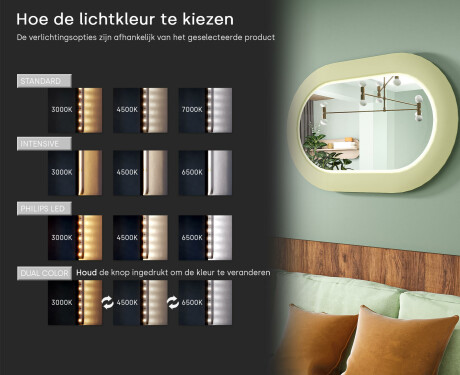 Moderne LED-spiegel met stadionvorm en MDF-frame L307 #5