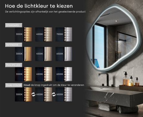 Ruitvormige LED-spiegel in een gelakte MDF-lijst L309 #5