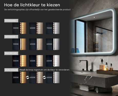 Afgeronde LED-spiegel met gelakte MDF-lijst L305 #5
