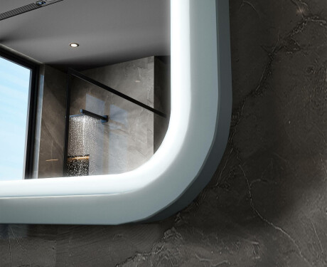 Afgeronde LED-spiegel met gelakte MDF-lijst L305 #6