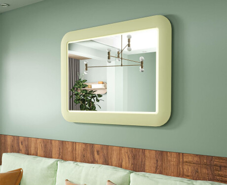 Afgeronde LED-spiegel in een glanzend MDF-frame L305