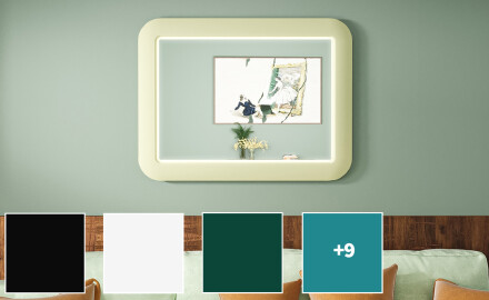 Afgeronde LED-spiegel in een glanzend MDF-frame L305