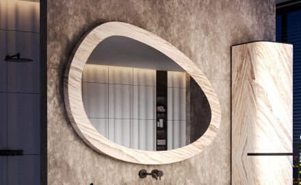 Asymmetrische spiegel met steentextuur L298