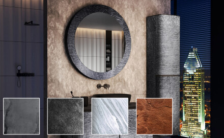 Ronde spiegel in een stenen lijst L294