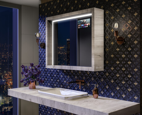 LED-badkamerspiegel met WoodenFrame-frame in de kleur Oslo Eiken