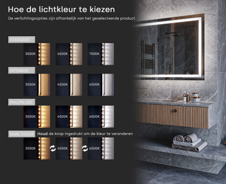 LED-badkamerspiegel met WoodenFrame-frame in de kleur Oslo Eiken #10