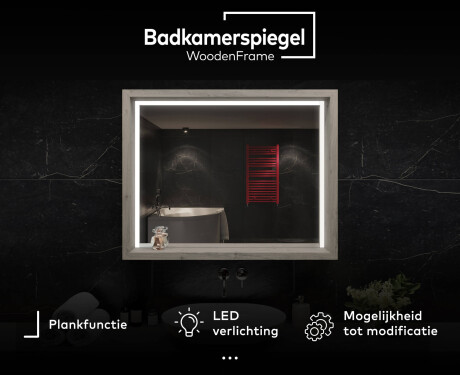 LED-badkamerspiegel met WoodenFrame-frame in de kleur Oslo Eiken #3
