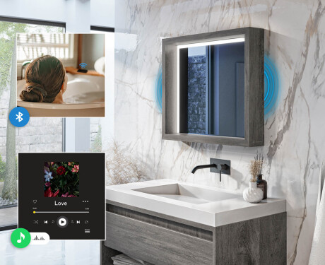 LED-badkamerspiegel met WoodenFrame-frame in de kleur Oslo Eiken #6