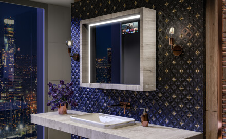 LED-badkamerspiegel met WoodenFrame-frame in de kleur Oslo Eiken