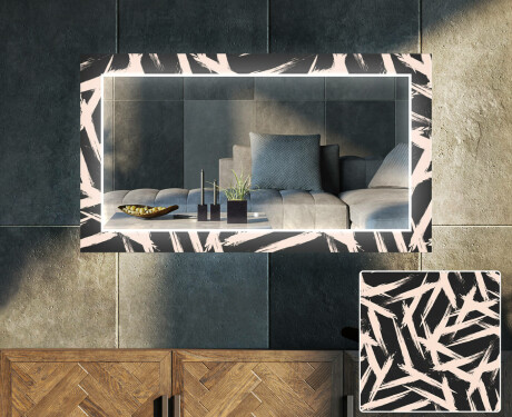 Decoratieve spiegel met led-verlichting voor in de woonkamer - Lines #1