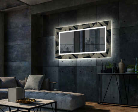 Decoratieve spiegel met led-verlichting voor in de woonkamer - Dotted Triangles #2