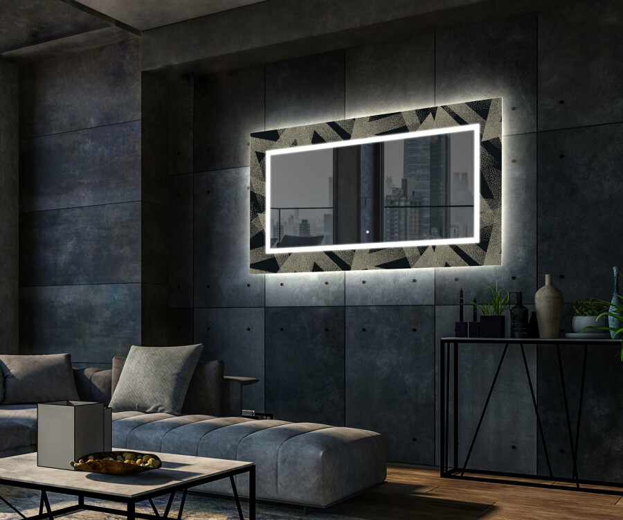 Aanbod spade vasthouden Artforma - Decoratieve spiegel met led-verlichting voor in de woonkamer -  Dotted Triangles