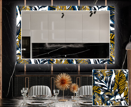 Decoratieve spiegel met led-verlichting voor in de eetkamer - Colorful Leaves