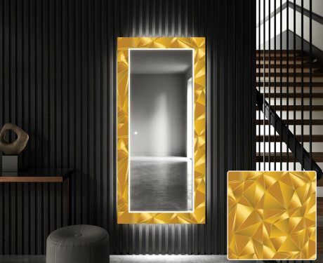 Decoratieve spiegel met led-verlichting voor in de gang - Gold Triangles