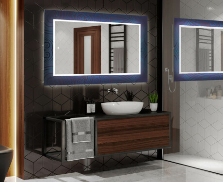 Verlichte Decoratieve Spiegel Voor De Badkamer - Blue Drawing #2