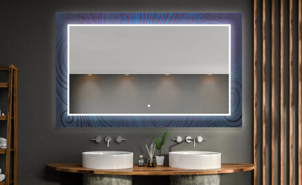 Verlichte Decoratieve Spiegel Voor De Badkamer - Blue Drawing