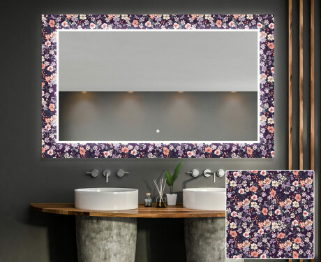Verlichte Decoratieve Spiegel Voor De Badkamer - Elegant Flowers