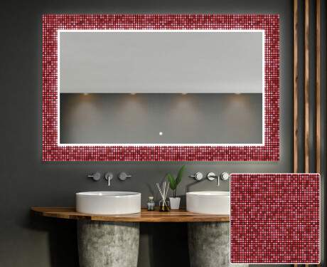 Verlichte Decoratieve Spiegel Voor De Badkamer - Red Mosaic #1