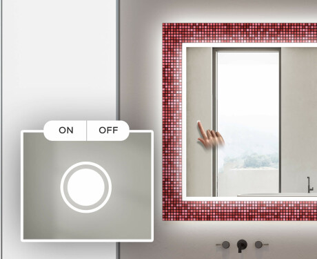 Verlichte Decoratieve Spiegel Voor De Badkamer - Red Mosaic #4