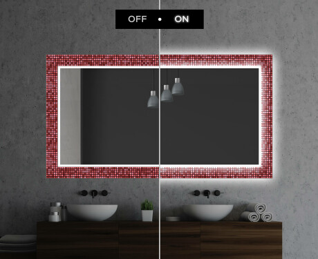 Verlichte Decoratieve Spiegel Voor De Badkamer - Red Mosaic #7
