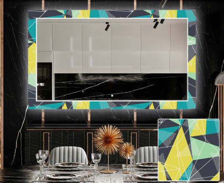 Decoratieve spiegel met led-verlichting voor in de eetkamer - Abstract Geometric