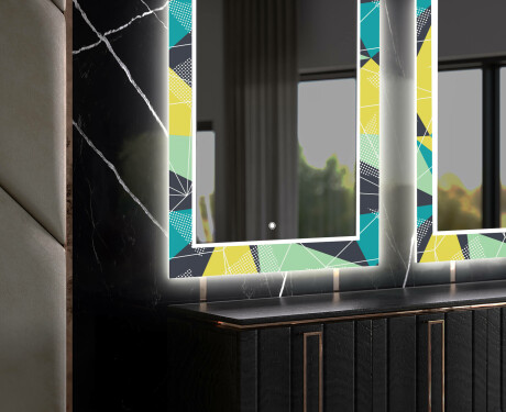 Decoratieve spiegel met led-verlichting voor in de eetkamer - Abstract Geometric #11