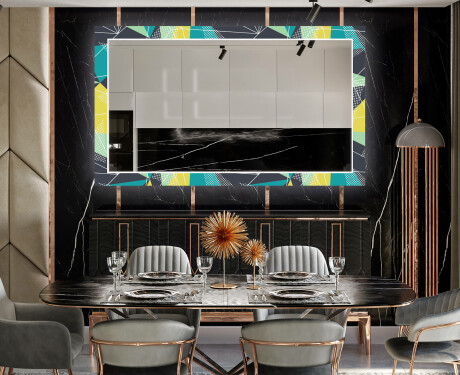 Decoratieve spiegel met led-verlichting voor in de eetkamer - Abstract Geometric #12