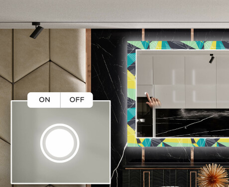 Decoratieve spiegel met led-verlichting voor in de eetkamer - Abstract Geometric #4