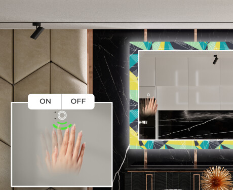 Decoratieve spiegel met led-verlichting voor in de eetkamer - Abstract Geometric #5