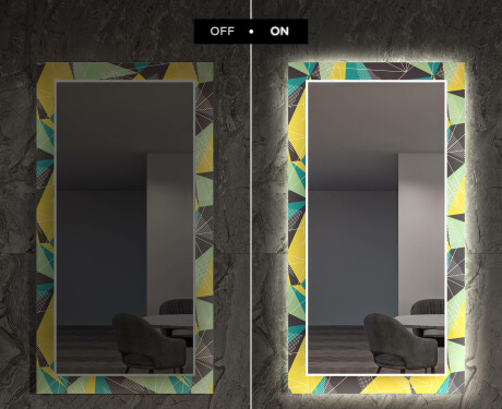 Decoratieve spiegel met led-verlichting voor in de eetkamer - Abstract Geometric #7