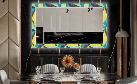 Decoratieve spiegel met led-verlichting voor in de eetkamer - Abstract Geometric