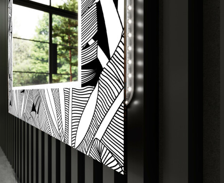 Decoratieve spiegel met led-verlichting voor in de woonkamer - Black and white jungle #11