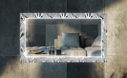 Decoratieve spiegel met led-verlichting voor in de woonkamer - Black and white jungle