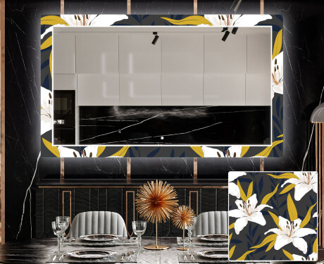 Decoratieve spiegel met led-verlichting voor in de eetkamer - Bells Flowers