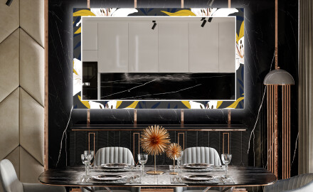 Decoratieve spiegel met led-verlichting voor in de eetkamer - Bells Flowers