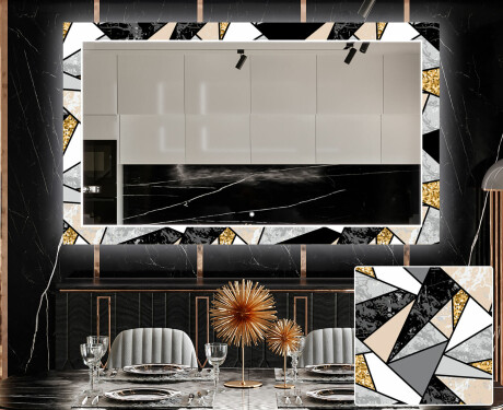 Decoratieve spiegel met led-verlichting voor in de eetkamer - Marble Pattern
