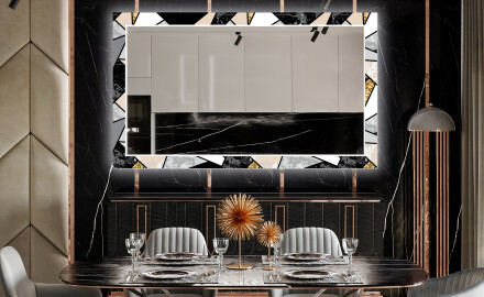 Decoratieve spiegel met led-verlichting voor in de eetkamer - Marble Pattern