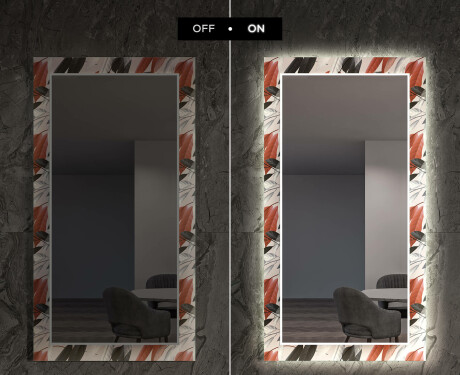 Decoratieve spiegel met led-verlichting voor in de woonkamer - Leaves #7